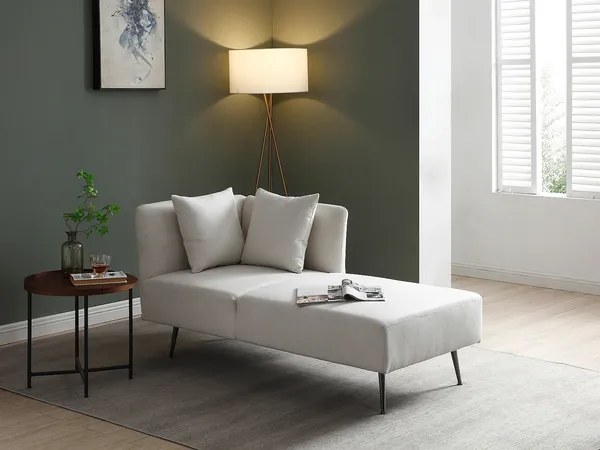 Vente-unique - NAPASA Chaise longue Stoff Beige - B 82 cm x H 77 cm x L 162 cm