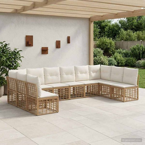 vidaXL Outdoor-Sofagarnitur Natur Polyester 3437542