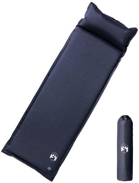 vidaXL Selbstaufblasende Isomatte mit Kissen Grau 4007123