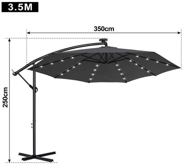FIVMEN Sonnenschirm Sonnenschirme mit LED Solarbetriebene höhenverstellbarer Schirm, Balkonschirm Gartenschirm UV Schutz mit Solar LED