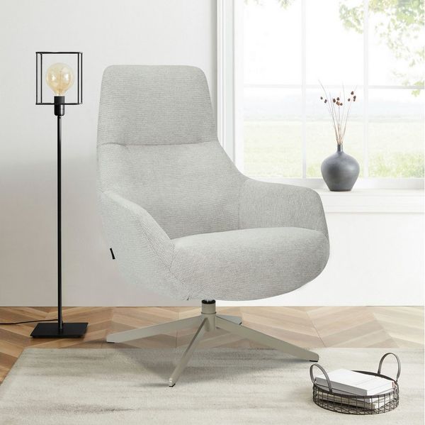 INOSIGN Drehsessel CLARINDA moderner Ohrensessel drehbar, TV-Sessel, Relaxsessel, 360-Grad drehbar, robustes Metallgestell