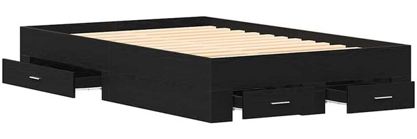 vidaXL Bettrahmen Schwarz Eichen-Optik 120 x 200 cm Holzwerkstoff 3333971 Bild 4