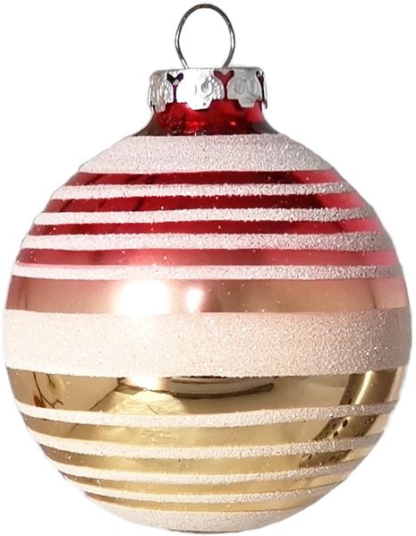 Weihnachtskugel Ø 8cm Ringe rot / gold Schatzhauser Thüringer Glas und Weihnachtsschmuck