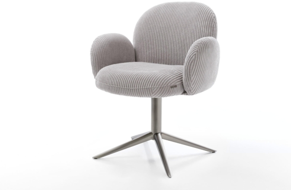 Drehstuhl Nube-Flex mit Armlehnen Cord Silbergrau Fußkreuz Graphit 360° drehbar Wippfunktion Taschenfederkern