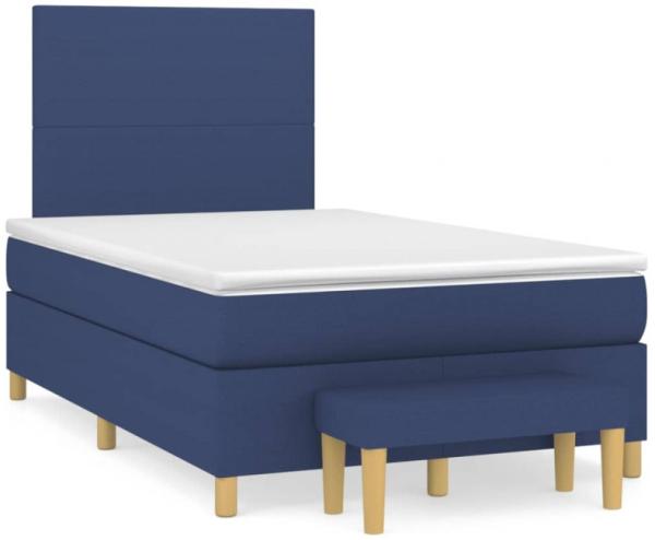 vidaXL Boxspringbett mit Matratze Blau 120x190 cm Stoff 3270396