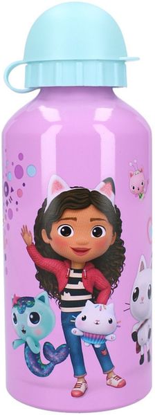 Gabby's Dollhouse Trinkflasche 400 ml Aluminium für Kinder ideal für Schule und Ausflüge