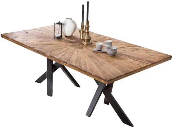 TABLES&CO Tisch 220x100 Teak Natur Metall Schwarz