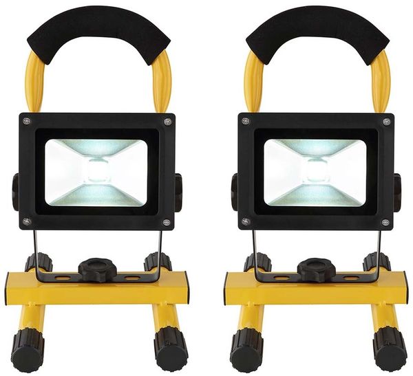 2x LED Baustrahler, Fluter, USB AKKU, IP54, L 14,5 cm