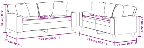 vidaXL 2-tlg. Sofagarnitur mit Kissen Cappuccino-Braun Kunstleder 3201928 Bild 7