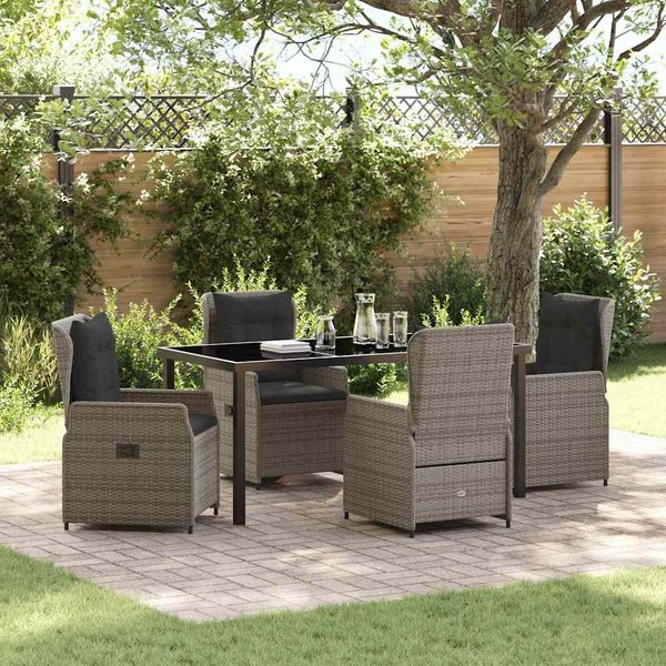 vidaXL Garten Essgruppe 5 pcs Grau Poly-Rattan 3380956