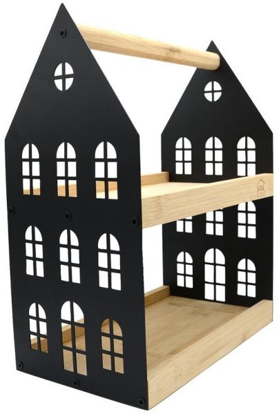 UNUS HOME Etagere Haus-Etagere 2 Etagen, (Schwarz 34x26,5x16cm (LxBxH), Servierplatte Servierbrett Serviertablett Frühstückstablett