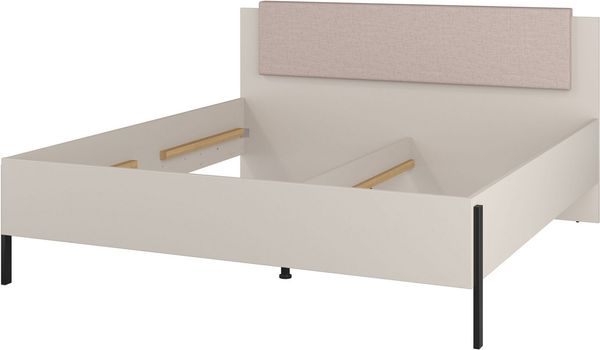 Home affaire Bett Jukon, mit gepolstertem Kopfteil, Füße aus Metall, modernes Design (3 Breiten:100cm, 160cm und 180cm), in drei Größen, perfekt auch als Jugendbett