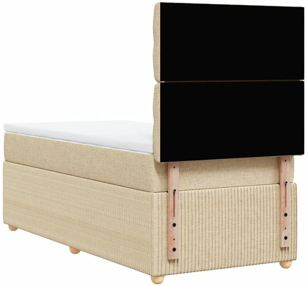 vidaXL Boxspringbett mit Matratze Creme 90x190 cm Stoff 3294223 Bild 8
