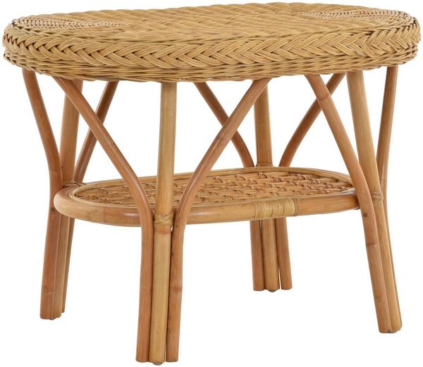 Krines Home Beistelltisch Rattan-Tisch/Ovaler Beistelltisch/Couchtisch Rattantisch Ablage Oval, Oval