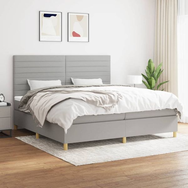 vidaXL Polsterbett mit Matratze Hellgrau 200x200 cm Stoff, Härtegrad: H2 [3142441]