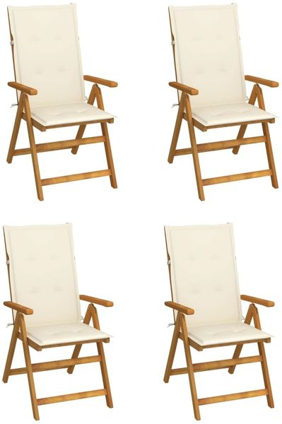 vidaXL Hochlehner Verstellbar 4 Stk. mit Auflagen Massivholz Akazie 3065349