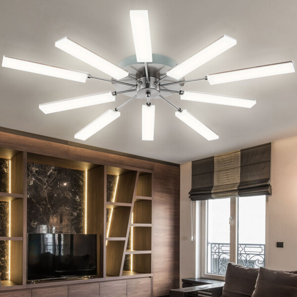 LED Deckenleuchte, 10 Flammig, Nickel matt, D 80cm Bild 4