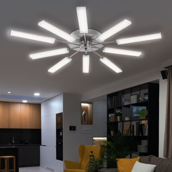 LED Deckenleuchte, 10 Flammig, Nickel matt, D 80cm Bild 2