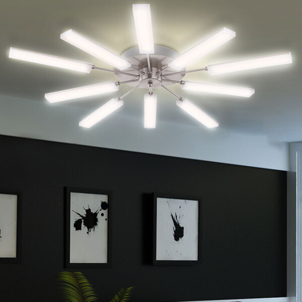 LED Deckenleuchte, 10 Flammig, Nickel matt, D 80cm Bild 3