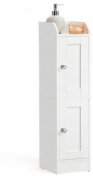 VASAGLE Schmaler Hochschrank, Badschrank, mit verstellbaren Ablagen, Badezimmerschrank für Bad, Landhausstil, weiß