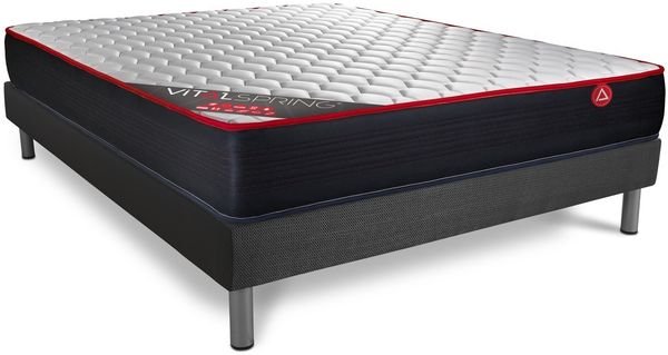 VITALSPRING matratze 130x200 cm + Bettgestell mit lattenrost, Härtegrad 4, Taschenfedern, Höhe : 24 cm