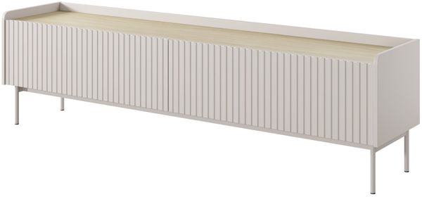 Selsey 'Liwelo' TV-Lowboard 2-türig mit geriffelten Fronten in Greige, ca. 50 x 181 x 38 cm