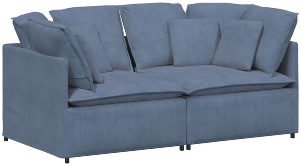 vidaXL Modulares Sofa mit Kissen Cordstoff Blau 3321260