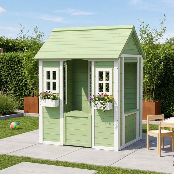 Kinderspielhaus Kuoldsvin Tannenholz 144 x 102 x 90 cm Grün/Weiß [en. casa]