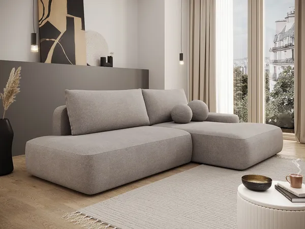 Vente-unique - DAVISO Sofa Stoff Schokoladenbraun - B 164 cm x H 87 cm x L 276 cm