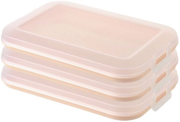 Engelland Frischhaltedose Aufschnittdosen für den Kühlschrank, Aufschnittboxen, PP-Kunststoff, BPA-frei, (Vorteils-Set, 3-tlg, mit transparentem Deckel), stapelbar, platzsparend, Ordnung im Kühlschrank, Organizer, Stapelbox