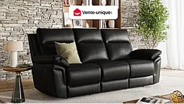 Relaxsofa 3-Sitzer PAKITA - Büffelleder - Schwarz