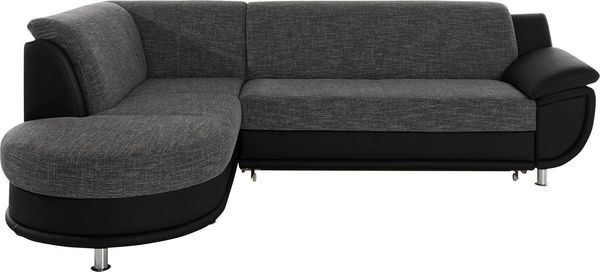 TRENDMANUFAKTUR Ecksofa Rondo 3, zeitlos und bequem, Materialmix, breite Armlehnen, L-Form, wahlweise mit Federkern für mehr Komfort, wahlweise mit Bettfunktion
