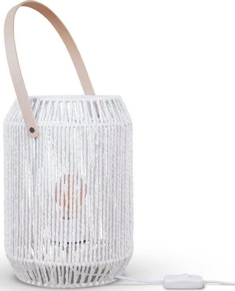 Paco Home Tischleuchte NANDO, ohne Leuchtmittel, Tischlampe Schreibtischlampe Beistelltisch Lampenschirm Boho Korb E27