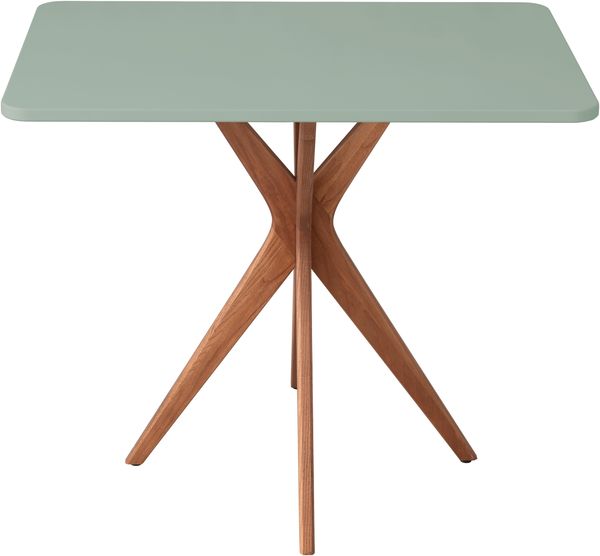 Ragaba kleiner rechteckiger Esstisch, MDF & Massives Eschenholz Eichenbeize, 80x55 cm, Salbei Grün