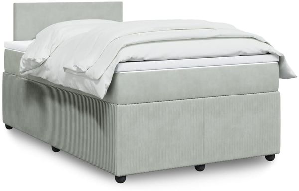 vidaXL Boxspringbett mit Matratze Hellgrau 120x190 cm Samt 3289980