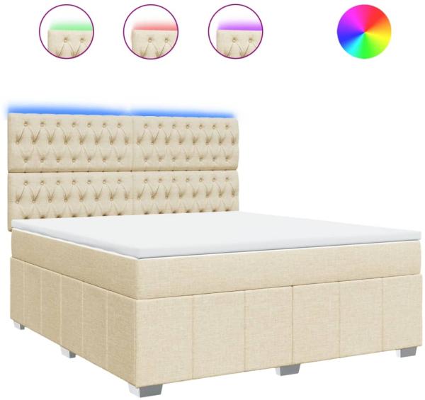 vidaXL Boxspringbett mit Matratze Creme 180x200 cm Stoff 3294059