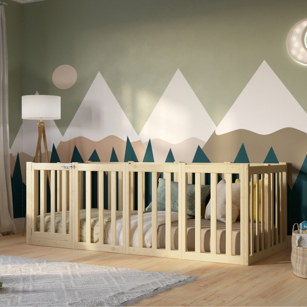 Crazy Pine 'Crazy John' Kinderbett mit hohem Rausfallschutz 73 cm, Holz, Natur, 140x190 cm