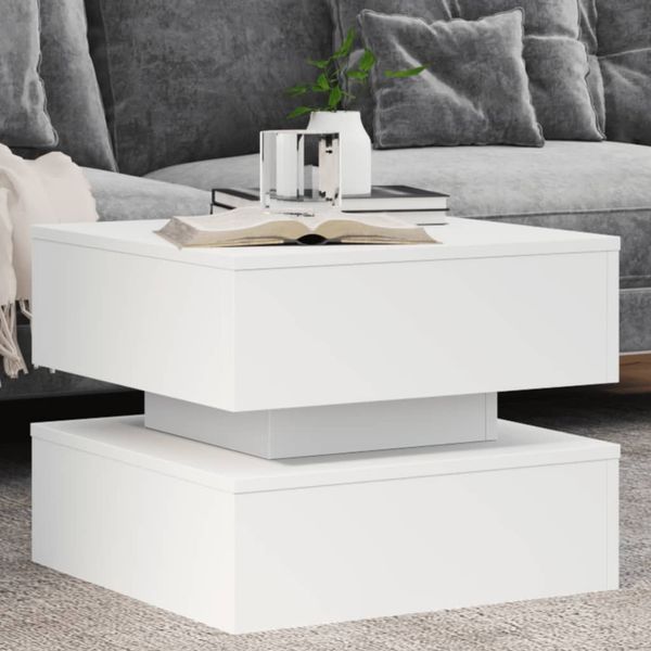 vidaXL Couchtisch mit LED-Leuchten Weiß 50x50x40 cm 839854
