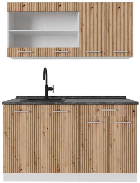 Singleküche R-Line Artisan Eiche/Weiß 140 cm , AP Anthrazit Vicco
