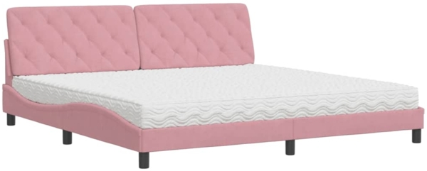 vidaXL Bett mit Matratze Rosa 200x200 cm Samt 3208681