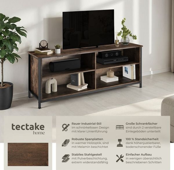 tectake Lowboard Sideboard (TV-Regal, Montagematerial, Montageanleitung), Industrial Style