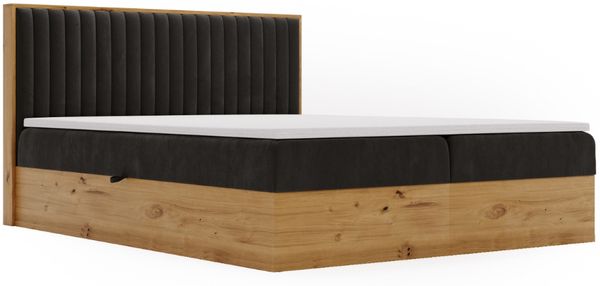 GRAINGOLD Forest Bett 160x200, Boxspringbett mit zwei Bettkästen, Velvet-Stoff, mit Kopfteil, Anthrazit Bild 2