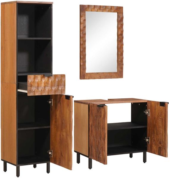 vidaXL Badezimmer Sets 3 pcs Akazie Braun Winish Massivholz Mango 3310037