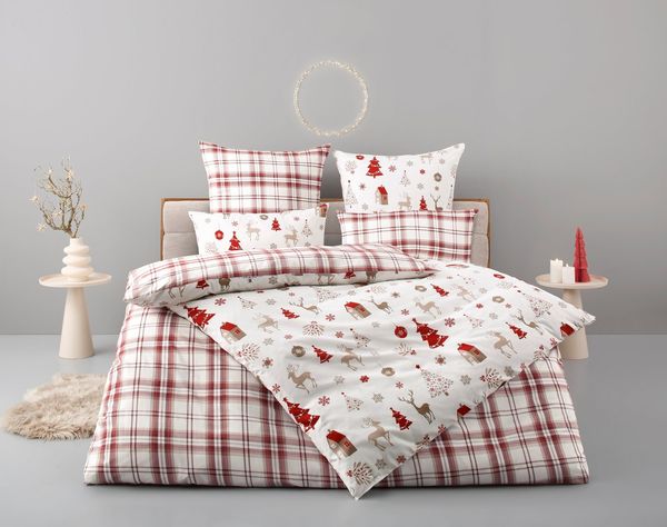 OTTO home Bettwäsche Mikkel, Linon, 2 teilig, Bettwäsche ab Gr. 135x200 cm,100% Baumwolle, Weihnachten