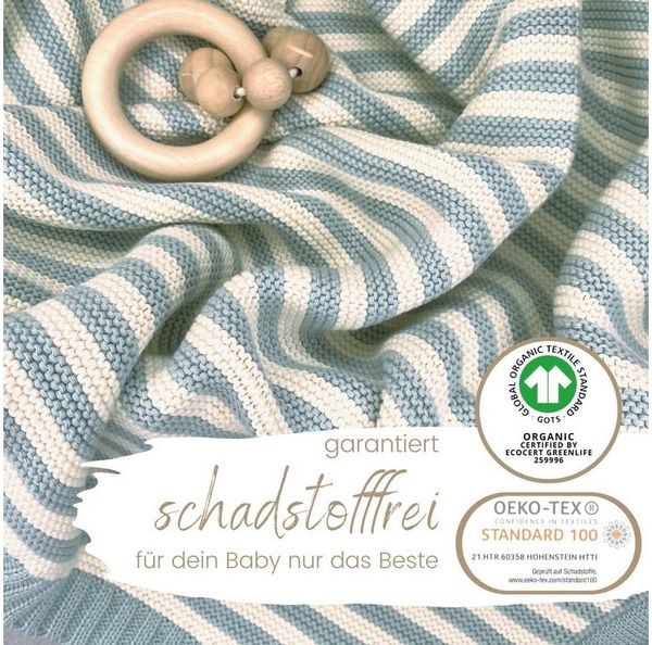 Babydecke DIKOS® Babydecke aus *100%* Bio Baumwolle Strickdecke Erstlingsdecke, DIKOS, PREMIUM Qualität atmungsaktiv, nachhaltig, plastikfrei, kuschelweich