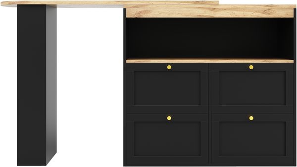 Sideboard B 105 x T 39 x H 102 cm mit 360°-Drehseite, 4 Schubladen, MDF, schwarz Bild 7