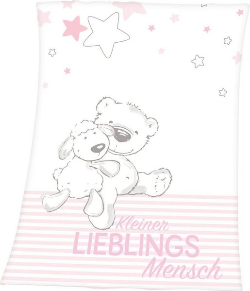 Babydecke Kleiner Lieblingsmensch, Baby Best, mit tollem Motiv und Schriftzug, Kuscheldecke