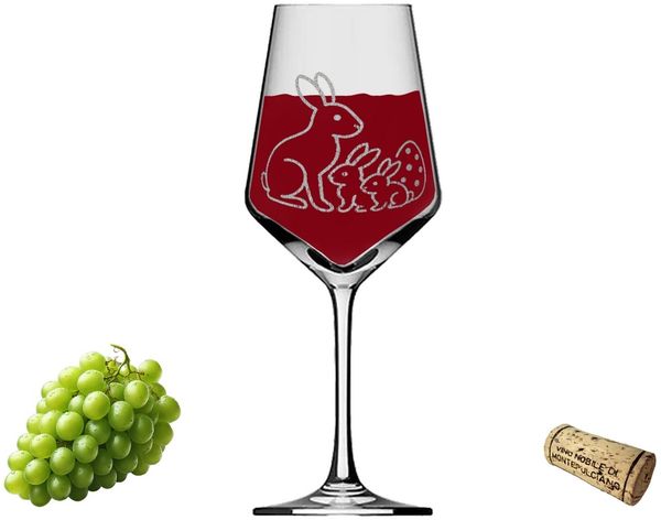 eXODA Weinglas Osterhasen-Weinglas 350ml - niedliche Tiere spülmaschinenfest, 1-tlg, Glas, Atemberaubende Darstellung