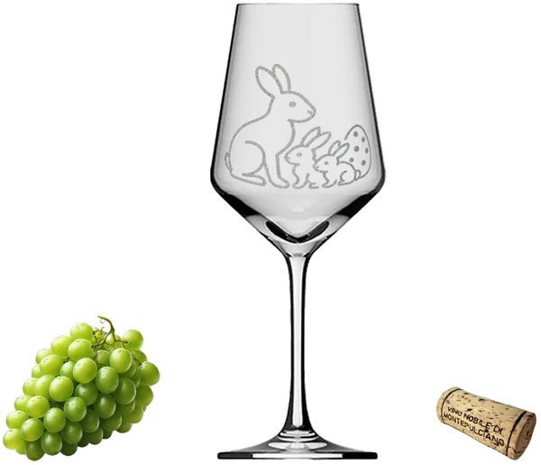 eXODA Weinglas Osterhasen-Weinglas 350ml - niedliche Tiere spülmaschinenfest, 1-tlg, Glas, Atemberaubende Darstellung