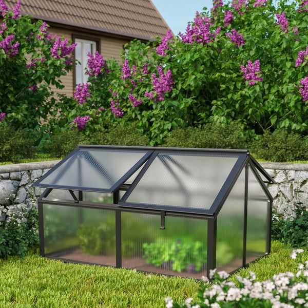 Vitavia Frühbeet Gamma TxBxH 89 x 124 x 71 cm 4 Fenster 1m² 4mm HKP Alu schwarz